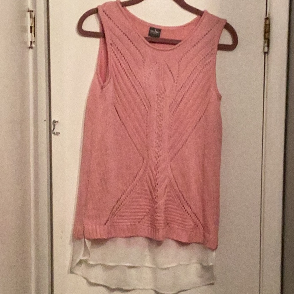 NY & Co Soho Jeans Pink  Ribbed Crochet Tank Top